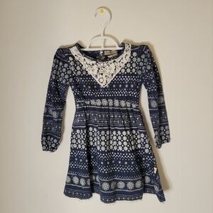 LUCKY Brand Girls Lace Cute Blue Hippie Dress - Size (4T) - Excellent Condition